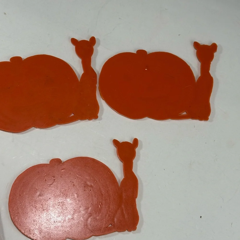 Vintage Orange Jack-o-Lantern Pumpkin & Cat Halloween Cake Craft Decor lot of 3